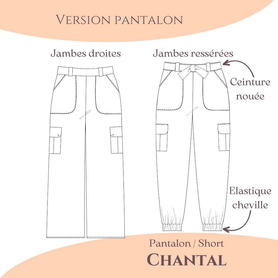 Le patron pantalon cargo et short CHANTAL La Robe du Chat