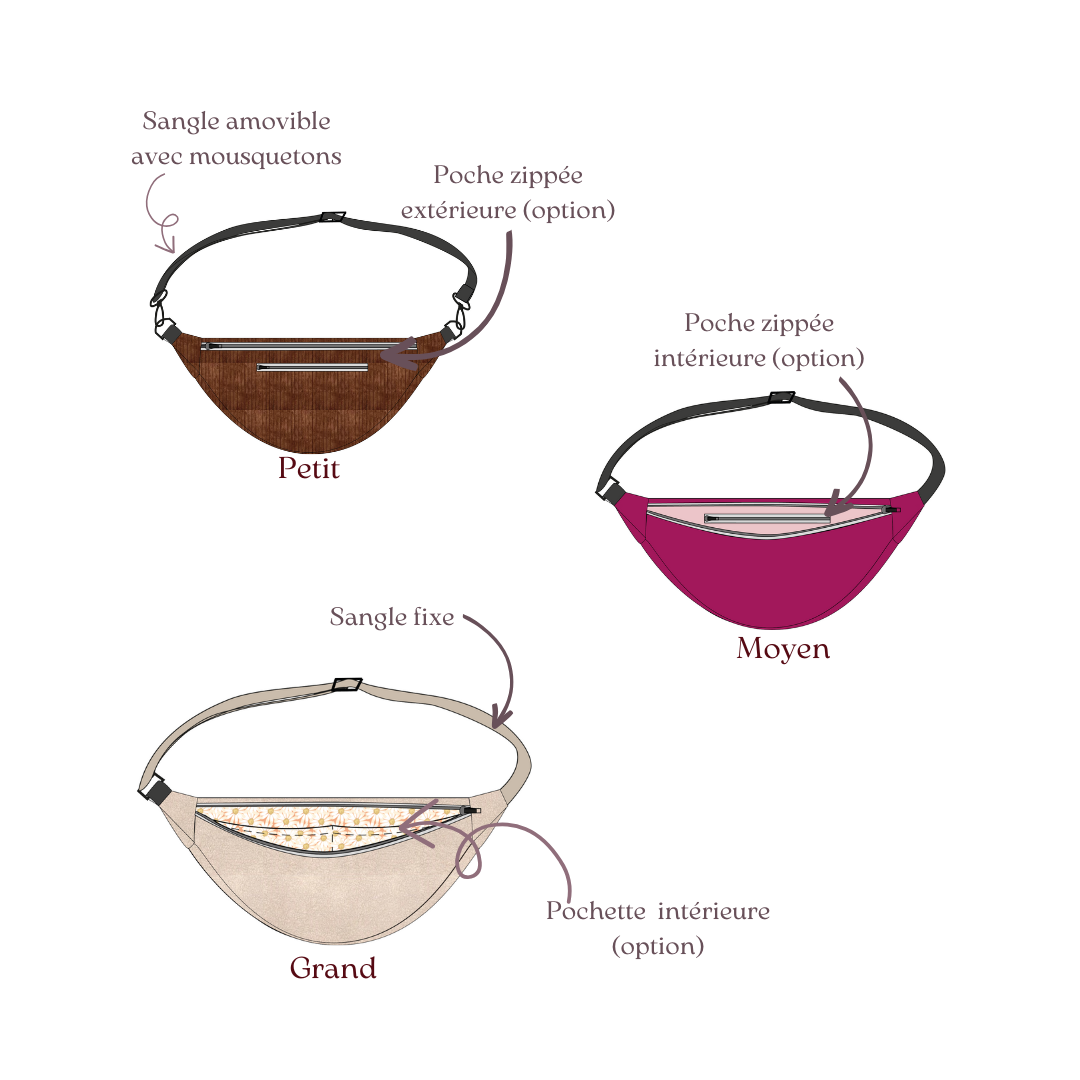 Le CHAC demi-lune - Patron et tuto sac demi lune La Robe du Chat