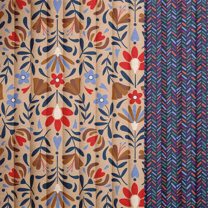 Coton Matelassé Imprimé LAFLEUR / GERARD Beige / Bleu La Robe du Chat
