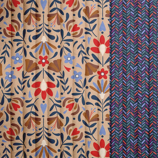 Coton Matelassé Imprimé LAFLEUR / GERARD Beige / Bleu La Robe du Chat