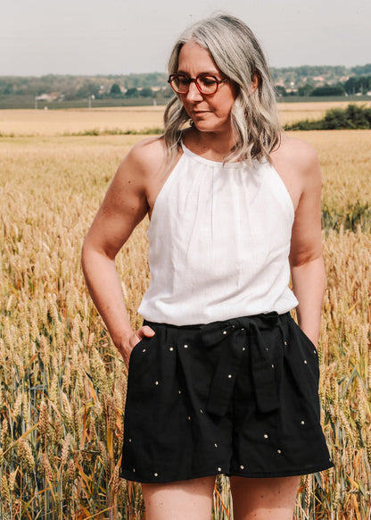 Le pantalon / short CHALAZZO - Patron et tuto pantalon large taille élastique La Robe du Chat