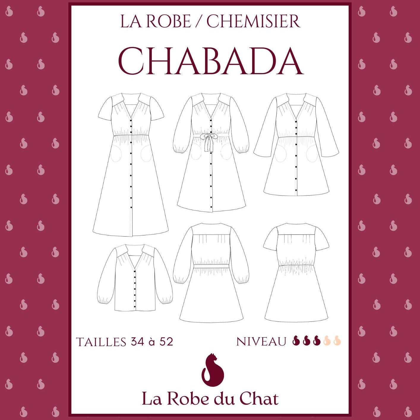 CHABADA - Patron et tuto robe longue et chemisier La Robe du Chat