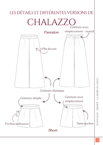 Le pantalon / short CHALAZZO - Patron et tuto pantalon large taille élastique