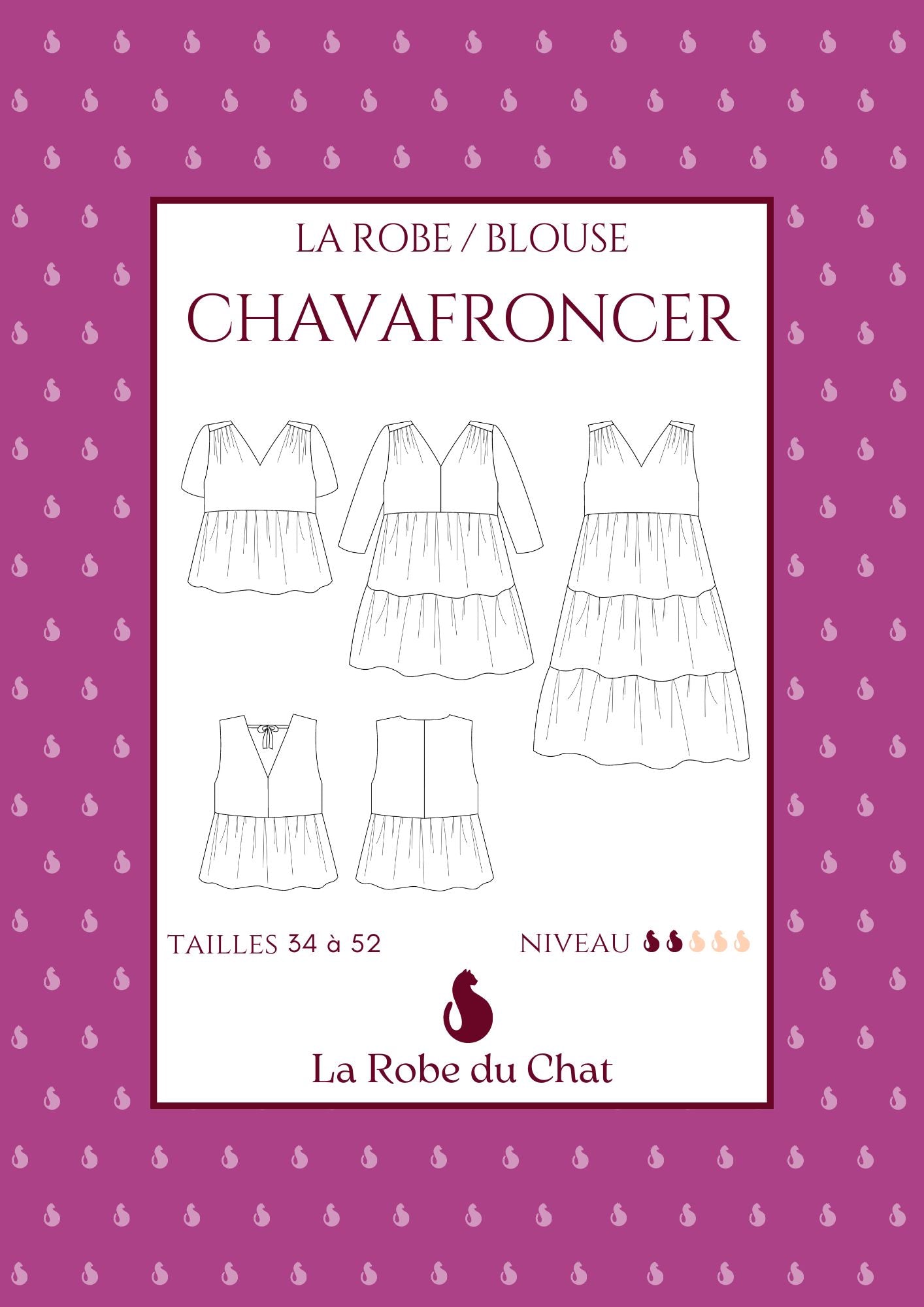 Ensemble 4 patrons - Chaton, Chantal, Chavavite et Chavafroncer