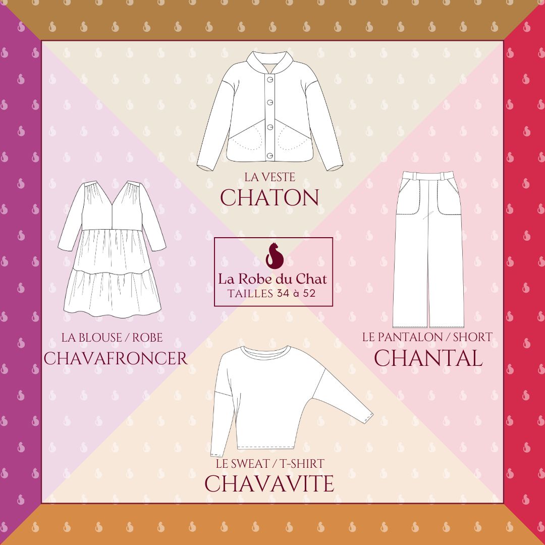 Ensemble 4 patrons - Chaton, Chantal, Chavavite et Chavafroncer