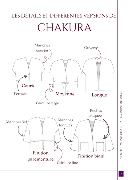 La veste / chemise Kimono CHAKURA - Patron et tuto kimono facile La Robe du Chat