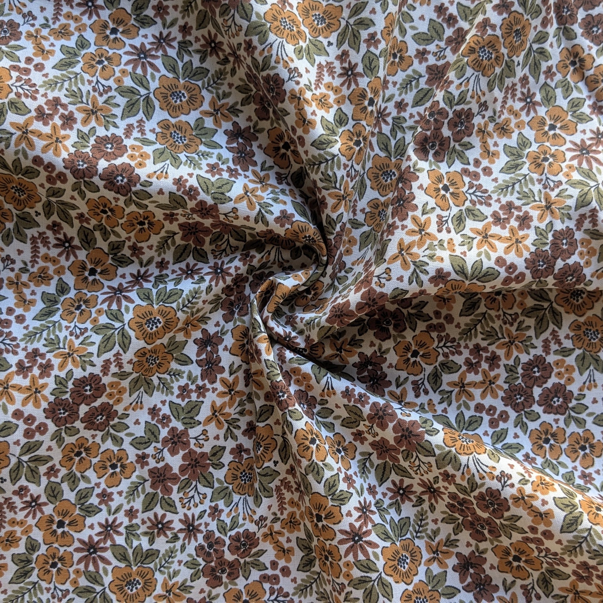 Popeline de Coton imprimé fleurs vintage  - La Robe du Chat