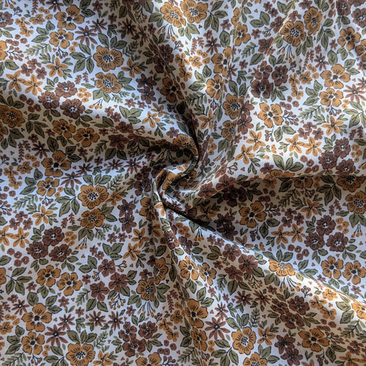 Popeline de Coton imprimé fleurs vintage  - La Robe du Chat