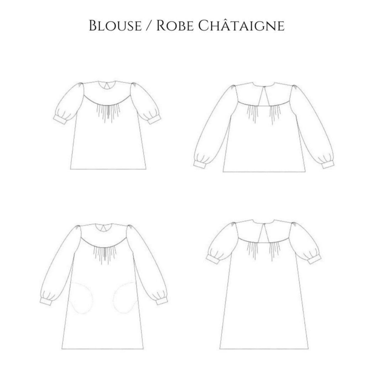 patron blouse robe dessin technique